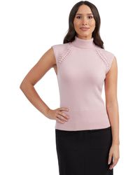 Ellen Tracy - Sleeveless Turtleneck Sweater With Braid Detail - Lyst