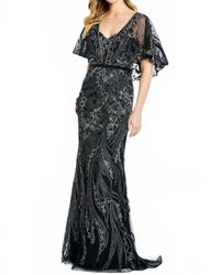 Montage by Mon Cheri - Detachable Capelet Ribbon Lace Dress - Lyst