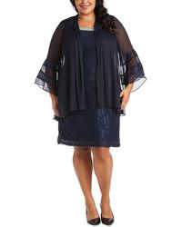 R & M Richards - Plus Lace Overlay Knee Length Two Piece Dress - Lyst
