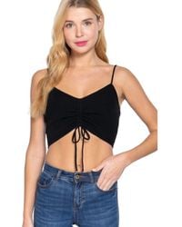 TRUEDAMES - Front Ruched Detail Sweater Knit Crop Cami Top - Lyst