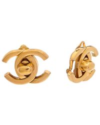 Chanel - Cc Turnlock Clip-on Earrings (authentic Pre-owned) - Lyst