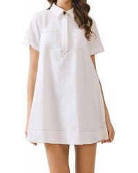 TCEC - Button Down Bold Contrast Stitching Shirt Dress - Lyst