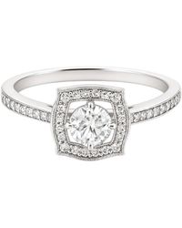 Allyanna Gifts - Round Moissanite With Square Halo Ring - Lyst