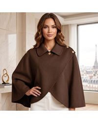 TRUEDAMES - Button Cape Coat Poncho - Lyst