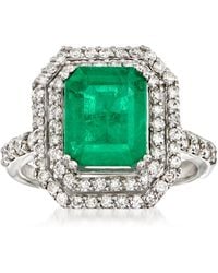 Ross-Simons - Emerald And Diamond Ring - Lyst