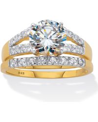 Palmbeach Jewelry - 2.30 Cttw. Round-Cut Cz Two Tone-Plated Sterling Bridal Ring Set - Lyst