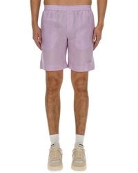 MSGM - Shorts With Logo Cupro - Lyst