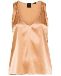 Pinko - Silk Blend Top With V-Neck And Versatile Design - Lyst