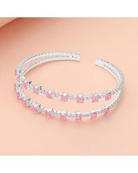 Fashnzfab - Square Cz Stone Cluster Accented Split Adjustable Evening Bracelet - Lyst