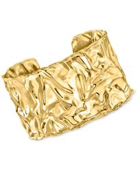 Ross-Simons - Italian 18kt Gold Over Sterling Rippled Cuff Bracelet - Lyst