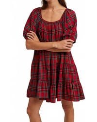 Wishlist - Gingham Puff Sleeve Tiered Mini Dress - Lyst