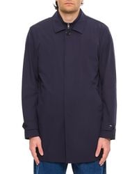 Fay - Double Collar Long Coat With Zip And Button Closure - Lyst