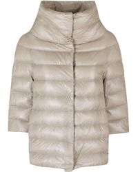 Herno - Chantilly Aminta Crater Neck 3/4 Sleeves Polyamide Down Jacket - Lyst