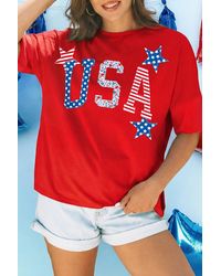 Shewin - Usa Star Oversized Top - Lyst