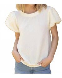 Voya - Soft Textured Puff Sleeve Top - Lyst
