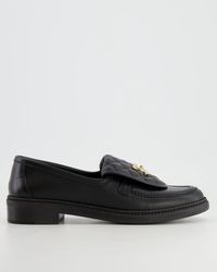 Chanel - Lambskin Leather Loafers With Gold Cc Logo - Lyst