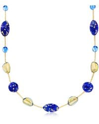 Ross-Simons - Italian And Golden Murano Glass Bead Station Necklace With 18kt Gold Over Sterling - Lyst