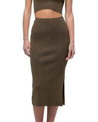 The Workshop - High Waist Side Slit Sweater Knit Midi Skirt - Lyst
