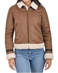 Wrangler - Ladies Coat With Sheepskin On Collar And Cuffs - Lyst