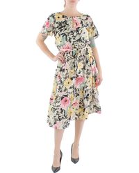 Lauren by Ralph Lauren - Floral Print Calf Midi Dress - Lyst