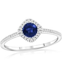 Simona - Sterling, Lab-Grown Sapphire And Natural Diamond Ring -0.53Ct - Lyst