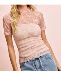 Bibi - Sheer Bow Print Top - Lyst