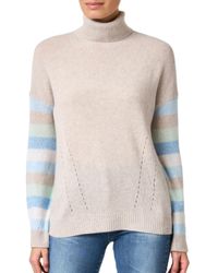 Kinross Cashmere - Stripe Sleeve Turtleneck Sweater - Lyst