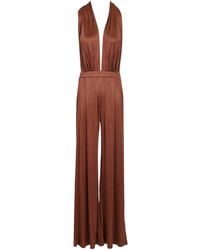 Amazuìn - Fluid Satin Jersey Jumpsuit With Bow Tie Closure - Lyst