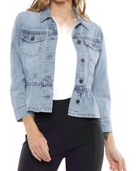 Kancan - Classic Fit Peplum Denim Jacket - Lyst