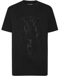 Philipp Plein - Cotton T-Shirt Round Neck Ss Lamina Tiger - Lyst