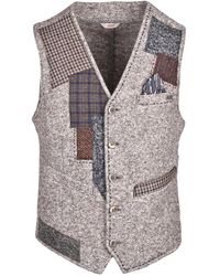 Bob - Eclectic Patchwork Vest With Textured Herringbone Base - Lyst