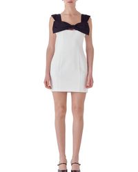 Endless Rose - Mixed Media Bow Mini Dress - Lyst