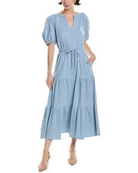 Anne Klein - Tiered Puff Sleeve Midi Dress - Lyst
