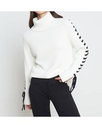 L'Agence - Nola Lace Up Sweater - Lyst