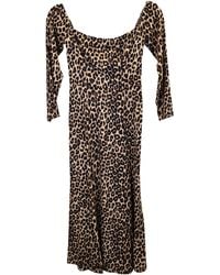 Reformation - Leopard Off-Shoulder Midi Dress - Lyst