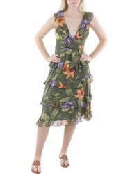 Lauren by Ralph Lauren - Floral Print Knee-length Wrap Dress - Lyst