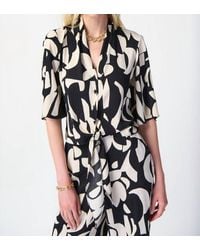 Joseph Ribkoff - Abstract Print Woven Front Tie Blouse - Lyst