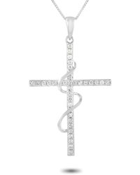 Non-Branded Lb Exclusive 14k Gold 0.20 Ct Diamond Cross Pendant Necklace - White
