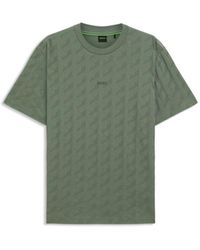 BOSS - Cotton T-Shirt With Jacquard Pattern - Lyst