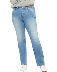 NYDJ - Plus Relaxed Light Wash Straight Leg Jeans - Lyst