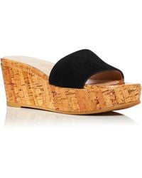 Stuart Weitzman - Summer Wedge Leather Slip-on Slide Sandals - Lyst