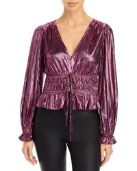 Lucy Paris - Celine Metallic V Neck Pullover Top - Lyst