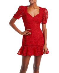 Aqua - Crochet Short Mini Dress - Lyst