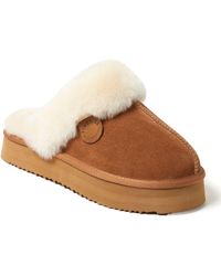 Dearfoams - Fireside By Melton Genuine Shearling Platform Scuff Slipper - Lyst