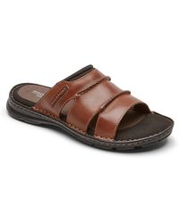 Rockport - Darwyn Leather Slip-on Slide Sandals - Lyst