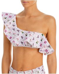 CAPITTANA - Peruvian Flower Top Ruffled Polyester Bikini Swim Top - Lyst