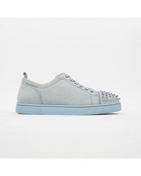 Christian Louboutin - Louis Junior Spikes Flat Sky Suede - Lyst