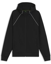BOSS - Piping-Detail Zip-Up Hoodie - Lyst