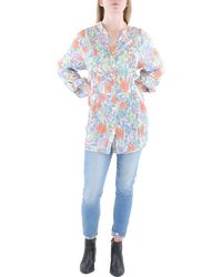 Ruby Rd. - Plus Silky Gauze Banded Collar Button-down Top - Lyst