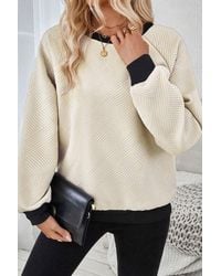 TRUEDAMES - Color Block Edge Raglan Sleeve Crew Neck Textu Top - Lyst